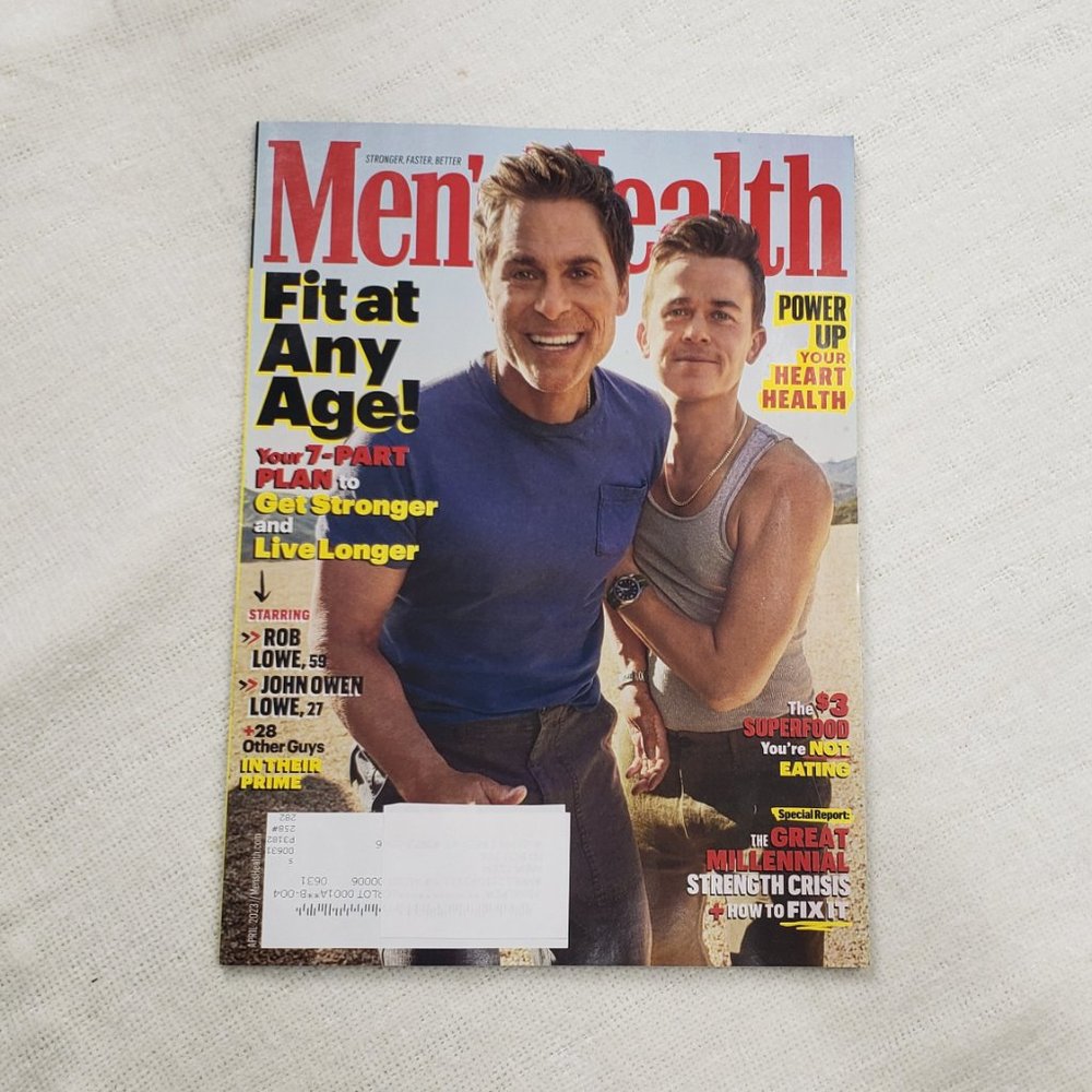 April 2023 Men’s Health Magazine Rob Lowe & Son Cover Fit At Any Age New